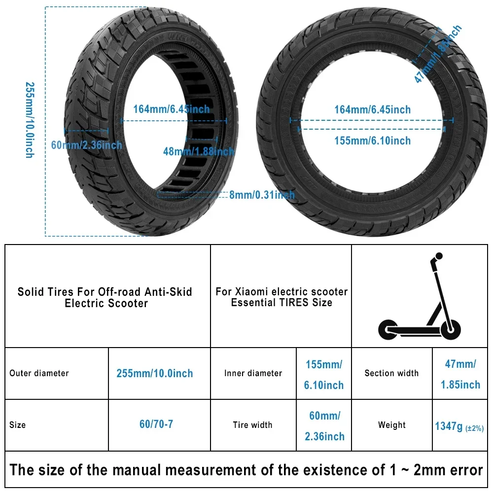 60/70-7.0 Tubeless Tire for Xiaomi 4 Pro Electric Scooter Tires 10 Inch Solid Wheel Anti-explosion KickScooter Honeycomb Tyre