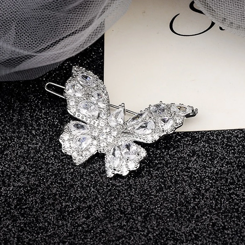 SENYU Bright Zirconia Butterfly Hairpins Shining Shiny Beauty Girls Party Hairclip Fashion Women Hairband Wedding Bridal Jewelry