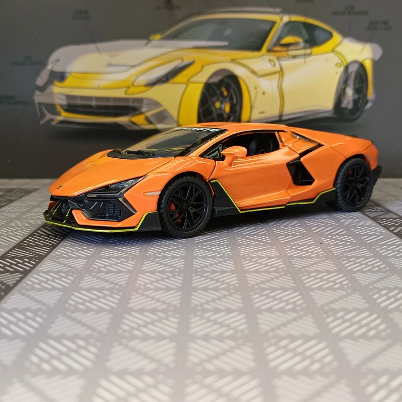 1:32 Simulation Lamborghini Revuelto Malissa Modified Alloy Model Car Ornament Power Back Sound and Light Supercar Gift