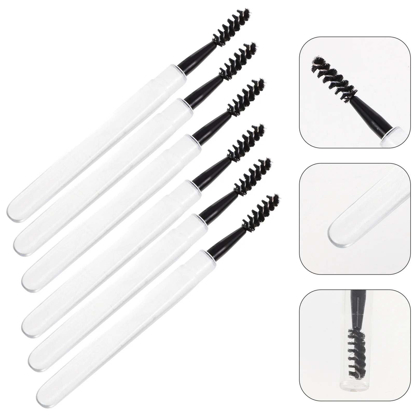 6Pcs Eyelash Eyebrow Brush Mascara Wands Ergonomic Design Portable Safe for Women Girls Eyelash Brush Mascara Applicator