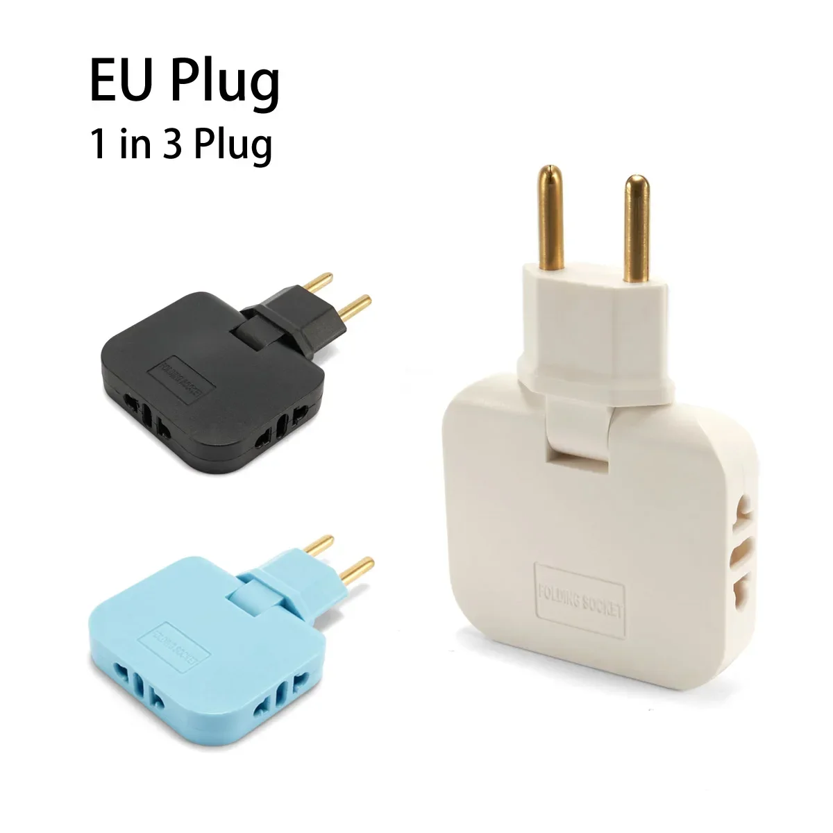 EU Plug 3 AC Outlet Power Adapter Multiprise 1 Convert 3 Extension Electrical Socket 180° Foldable Electric Socket AC Adaptor