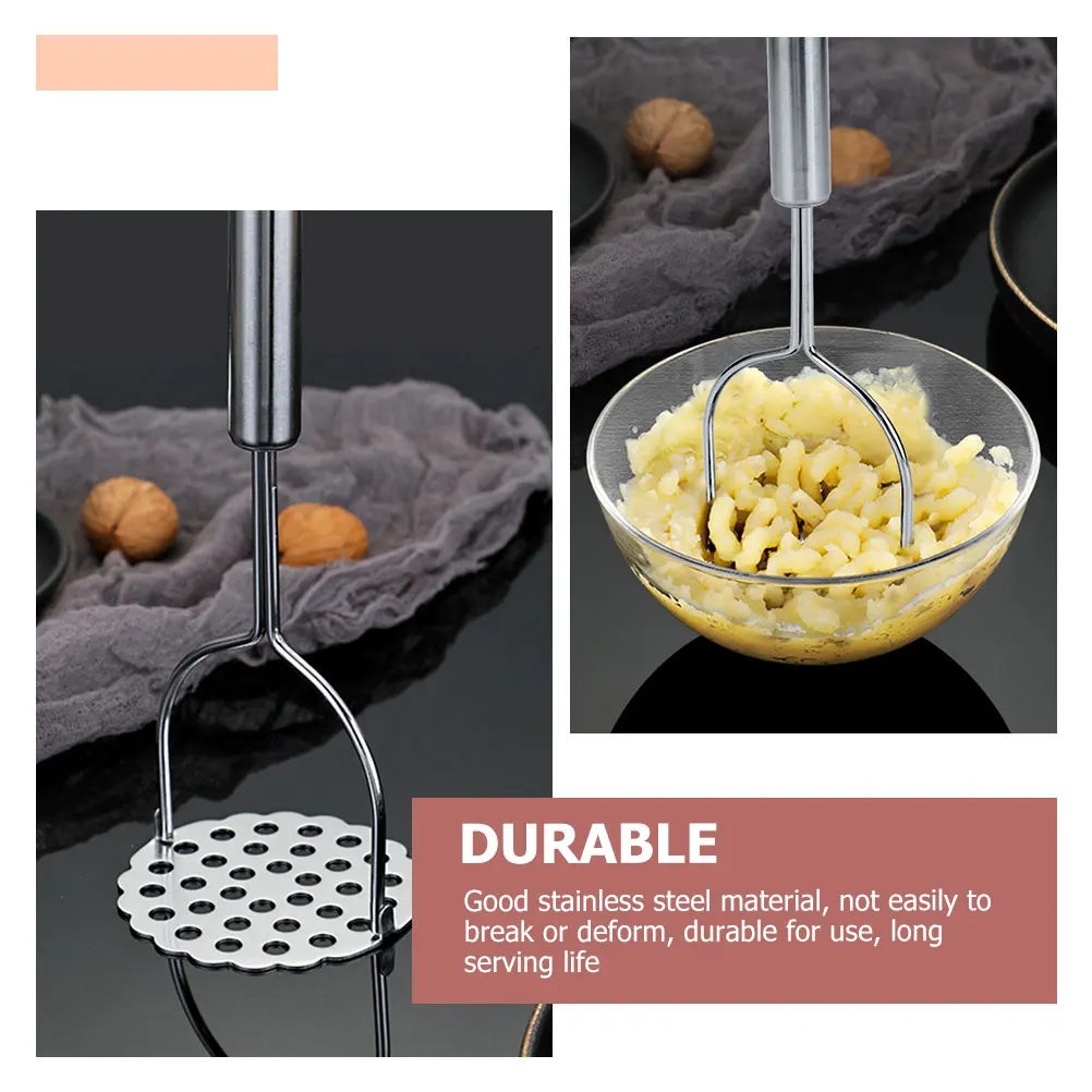 

Potato Masher Stainless Steel Manual Crusher Silver Color Kitchen Veggie Tool Gadgets For Home Restaurant Use Reusable