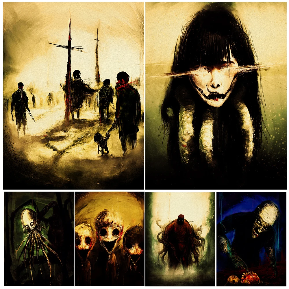 Creepy Voodoo Doll Horror Art Poster And Print Cursed Evil Spirits Vintage Wall Art Canvas Painting For Living Room Decoration