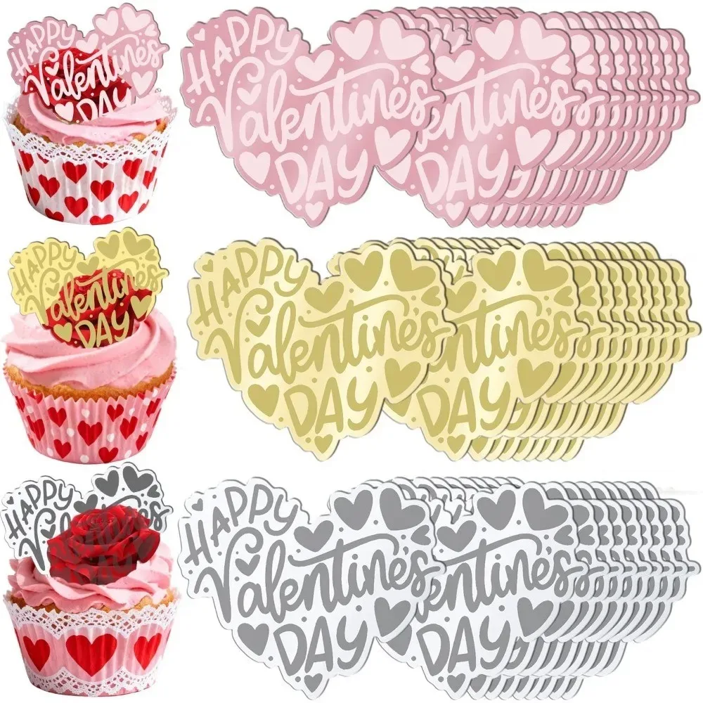 10 Stück Romantik Acryl Herz Gold Valentinstag Kuchen Topper für Party Dekor Liefert Backen Dekorieren Party DIY Dekorationen Supplie