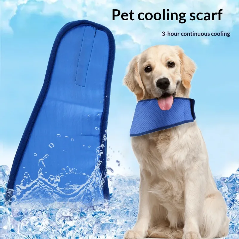 Dog Cooling Neck Wrap 3-Hour Polymer Gel Core Breathable Mesh Adjustable Hook Loop Summer Outdoor Heatstroke Prevention Dog Owners cat collar dog
