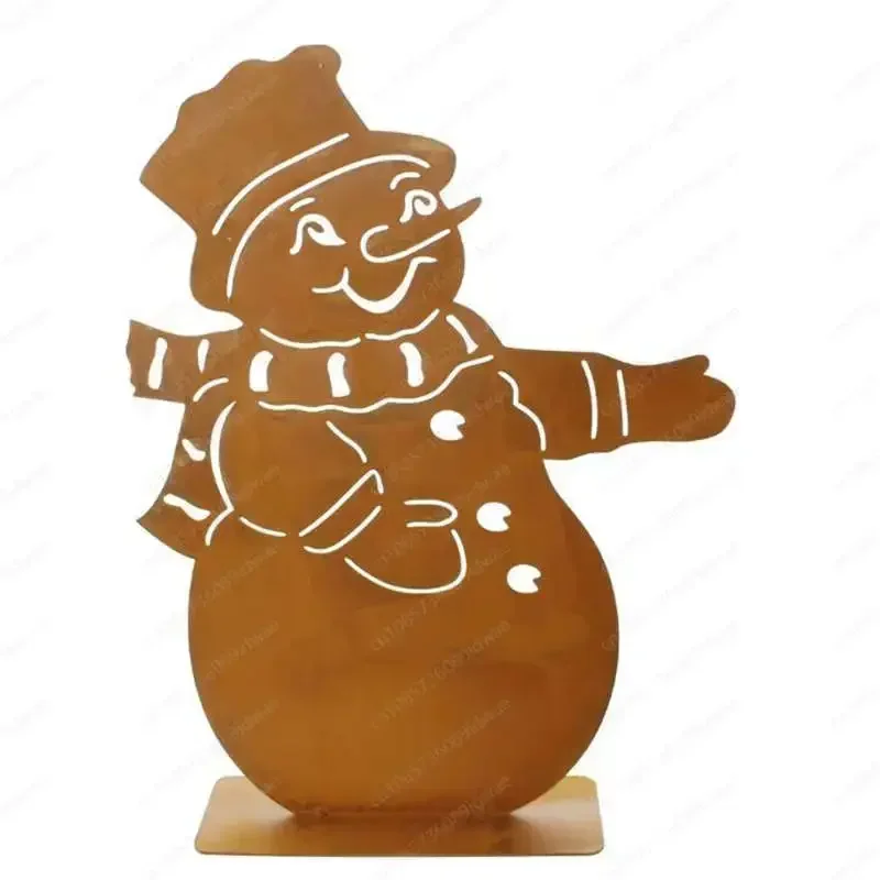 Wrought iron snowman ornament Christmas gardening imitation rust color old decoration landscaping courtyard garden balcony