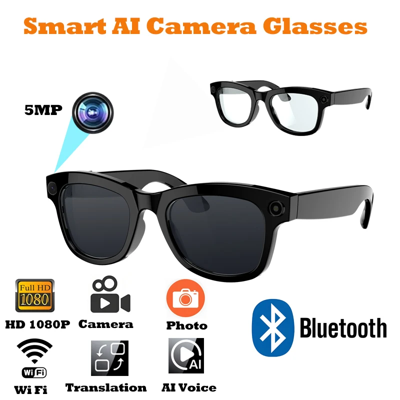 

New Smart AI Camera Glasses HD 1080P Polarized Sunglasses Mini Camera Video Recorder Security Sports DVR Surveillance Camcorder