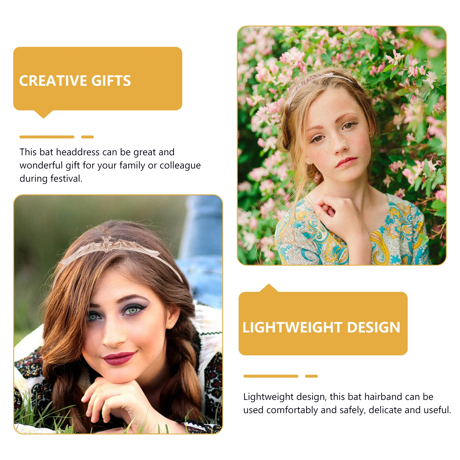 

Bat Crown Headband Lightweight Halloween Party Headdress For Cosplay Costume Decor Alloy Bat Design Hair Hoop Decorative