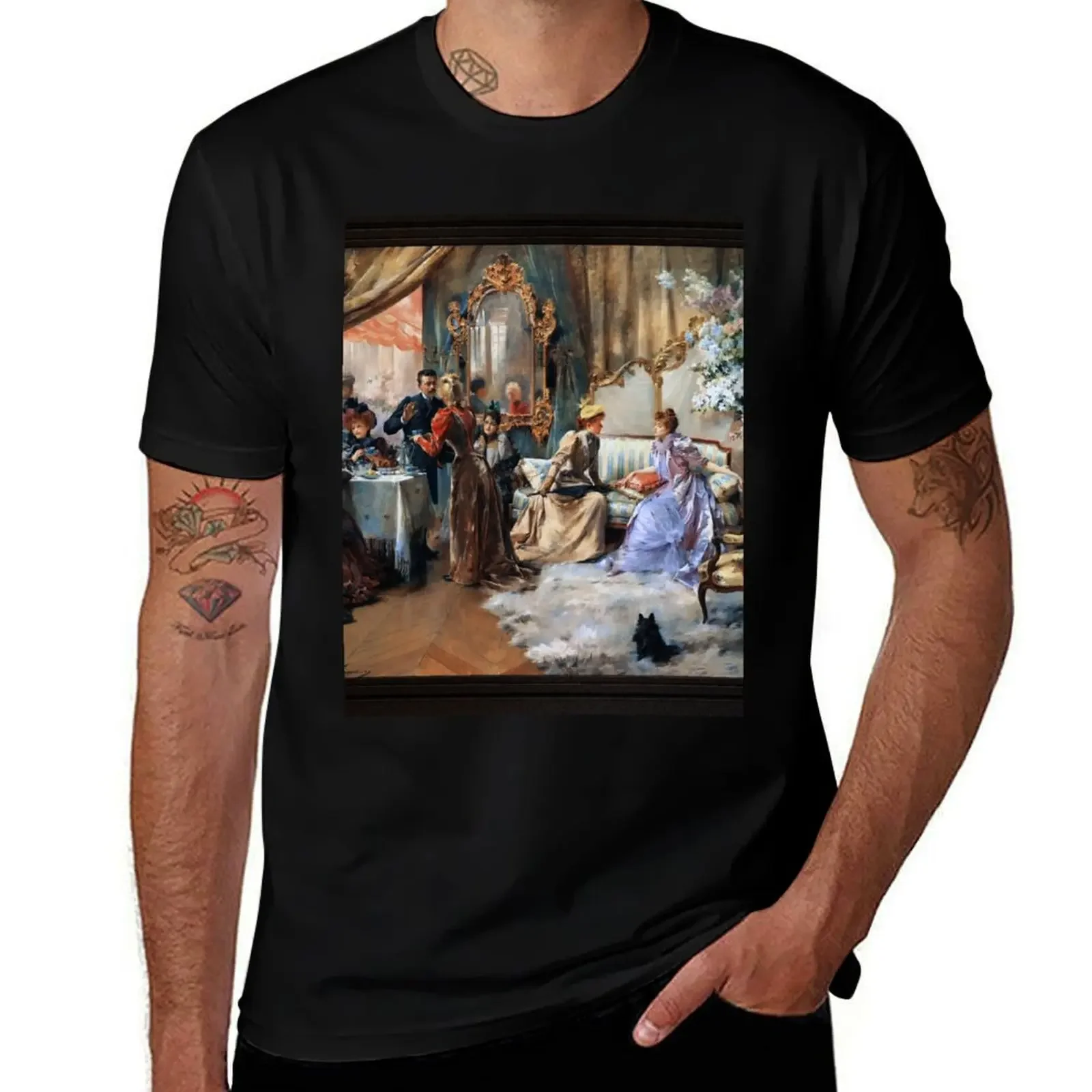 Le Gouter Au Salon Du Peintre by Madeleine-Jeanne Lemaire Remastered Xzendor7 Classical Art Old Masters Reproductions T-Shirt