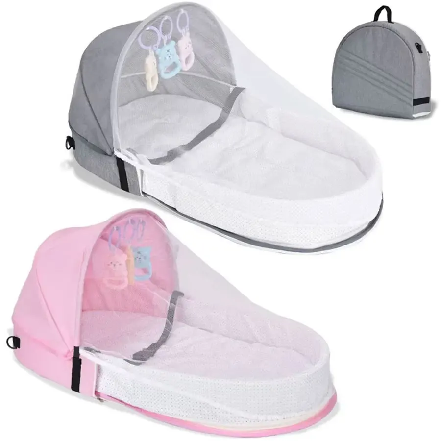 Culla per neonato Letto isolante biomimetico per neonato Letto pieghevole a prova di zanzara Comodo letto da viaggio all'aperto nel letto centrale