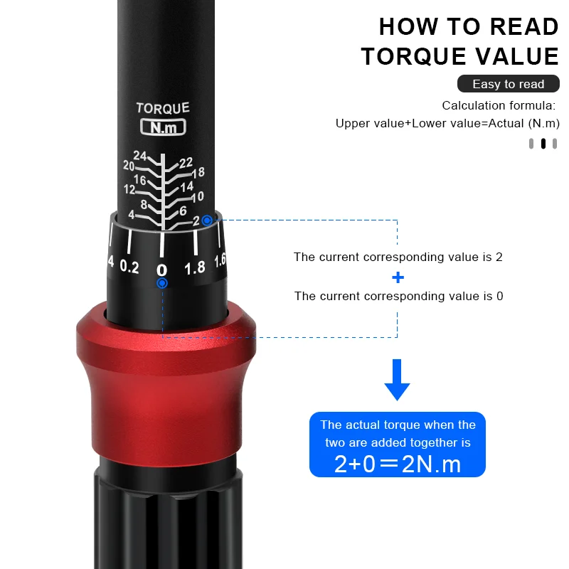 Professioneller Fahrrad-Drehmomentschlüssel, beidseitig einstellbar, Schnellspanner, Fahrrad-Inbusschlüssel-Werkzeugset, Steckschlüssel 1/4" 2-24Nm – Detail 7