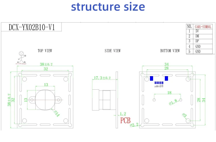 2 Megapixel Global Shutter Module HD High-speed Color 60 Frames OG02B10 Chip USB2.0 Driver-free.