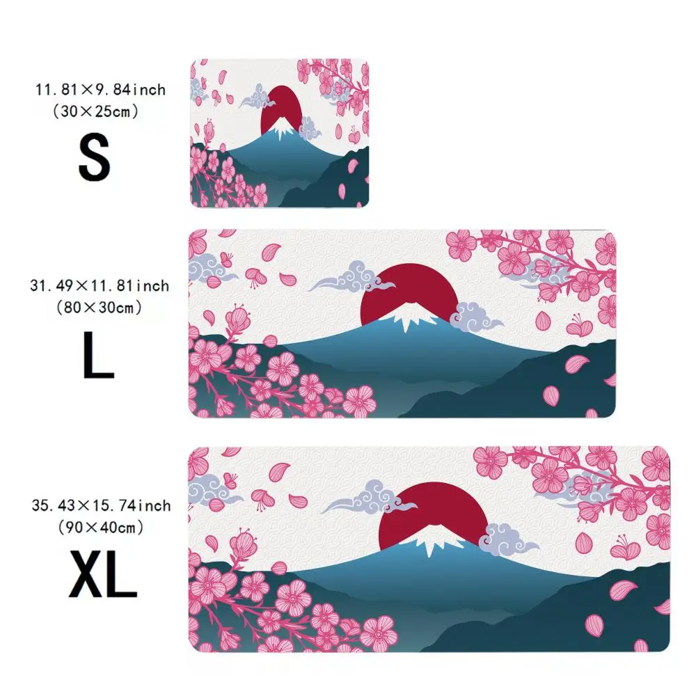 

Fuji & Cherry Blossoms Mouse Pad Large textured desk pad: a stable platform for your mechanical keyboard & gaming mouse