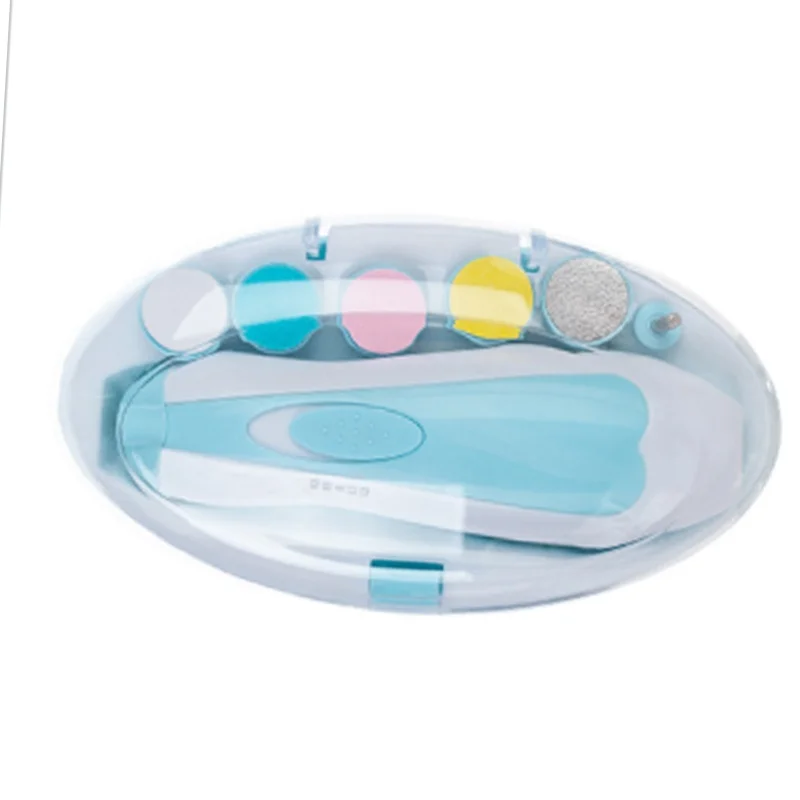 

6 In 1 Electronic Baby Nail Clipper File Safe Grinding Heads Nail Trimmer Set For Newborn Manicure Pink