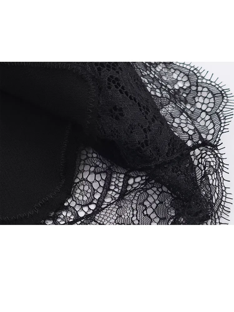 Hh moda feminina retro versátil tripulação pescoço assimétrico bainha renda pulôver camisa feminina simples temperamento manga longa topo mujer