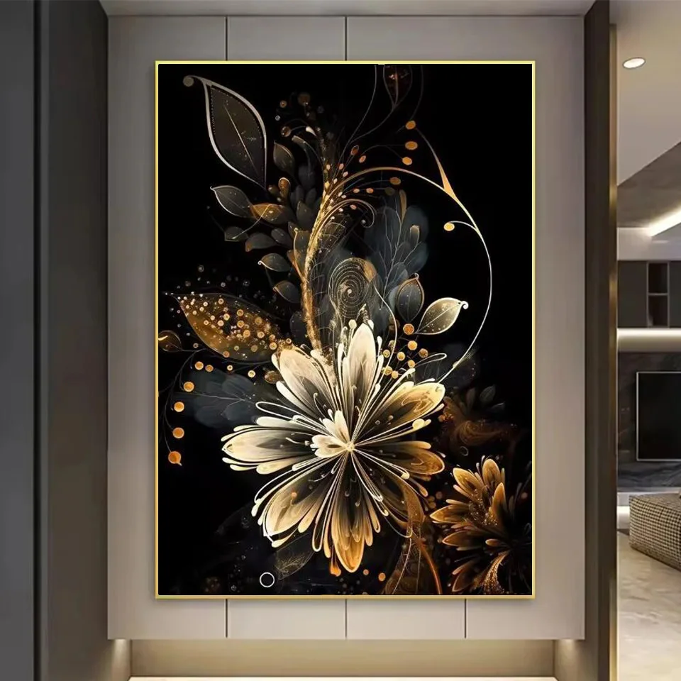 Diamant Malerei Kunst DIY Schwarz Gold Blume Diamant Mosaik Schmetterling Voll Platz Rose Strass Kreuz Stich Moderne Wohnkultur
