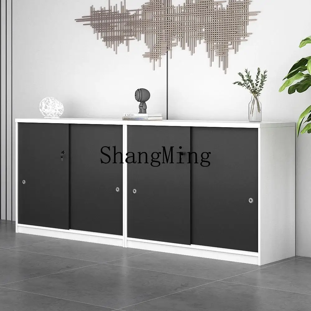 ZYY مكتب ملف خزانة منخفضة تخزين البيانات باب منزلق مع قفل خزانة تقسيم تخزين أرضية خشبية #3