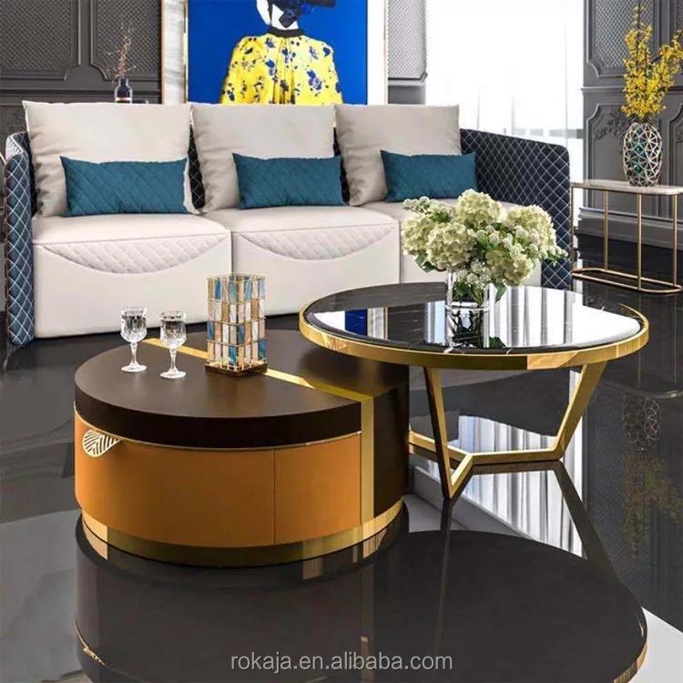 Royal Center Coffee Table Living Room Luxury 5 Star Hotel Tea Table With  Sit Stool Modern Italian Marble Coffee Tables