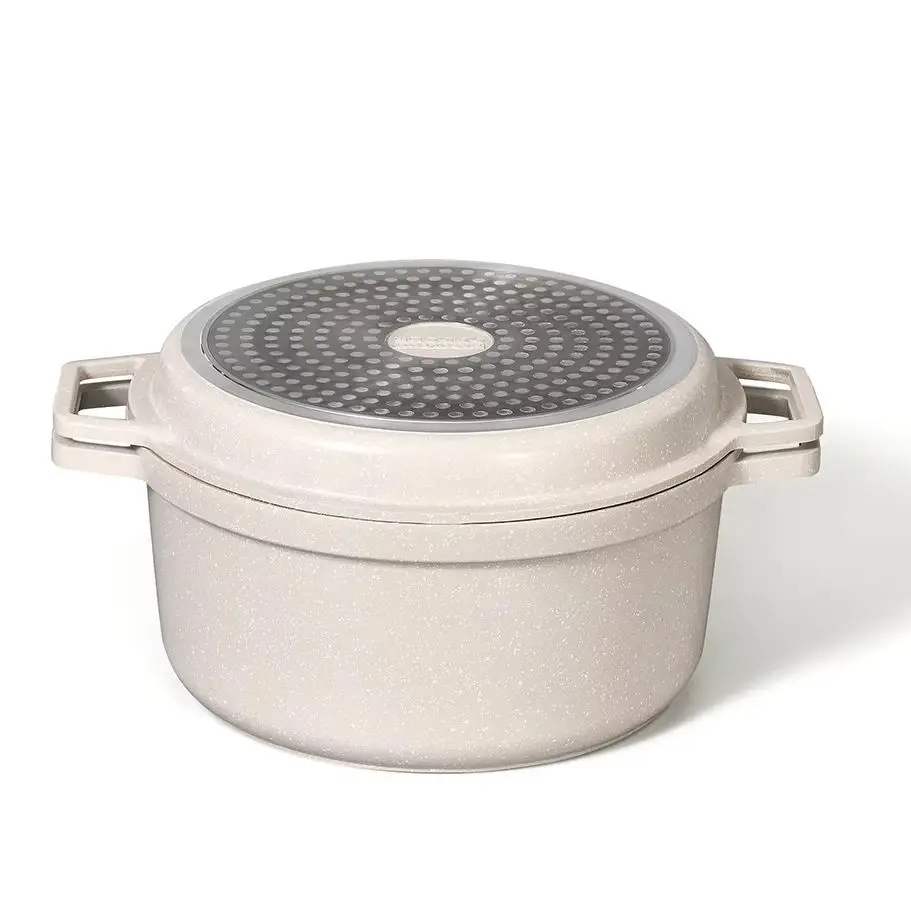 卸売ダイキャスト調理器具鍋-深型bbqベーキングパン-アルミ製誘導蓋付き-ノンスティックコーティングストックポット