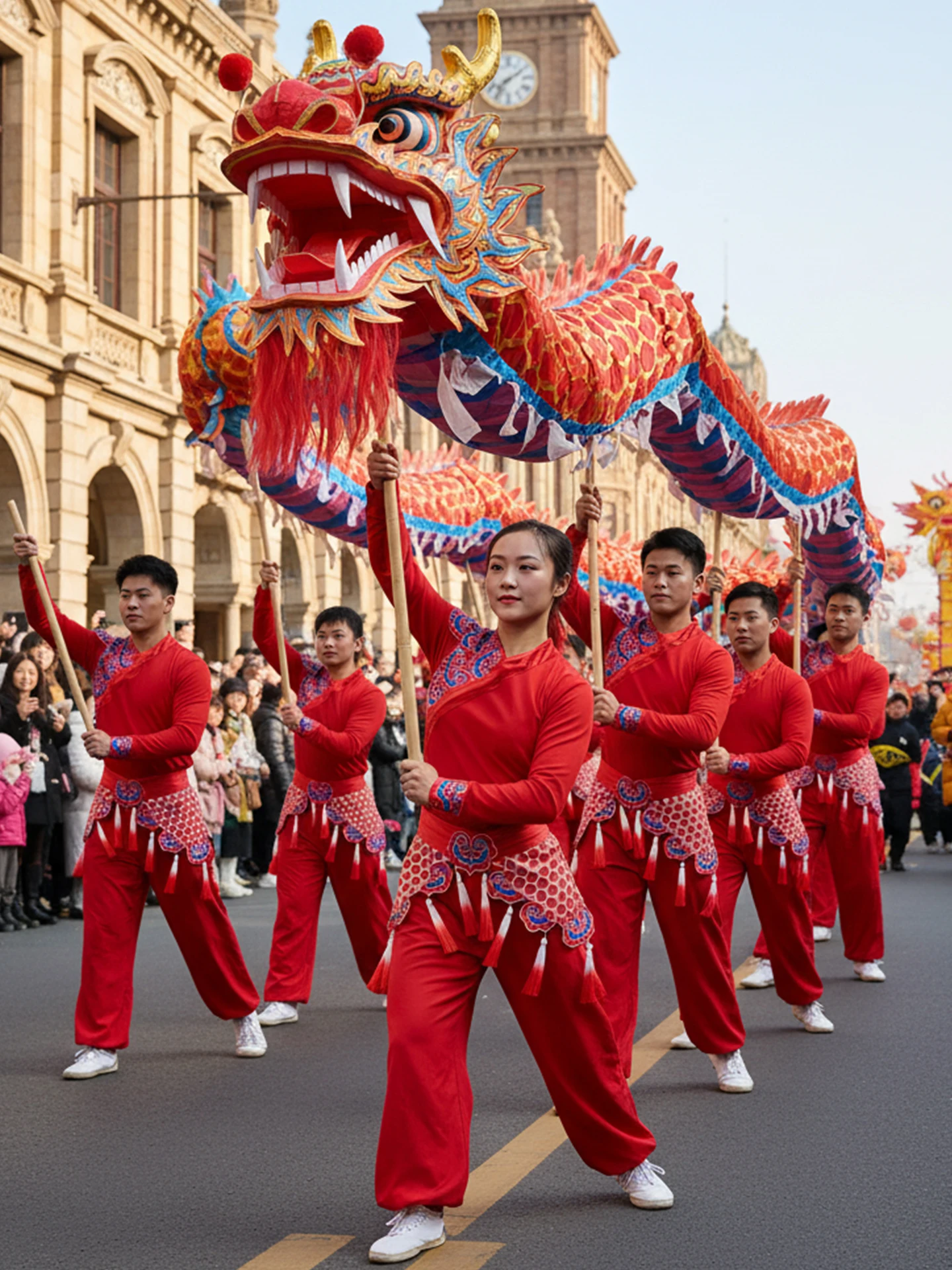 

Adult Dragon Lion Dance Performance Costume New 2026 Opening Drumming Show Outfit Traditional Ethnic Stage Clothing T WNjerll