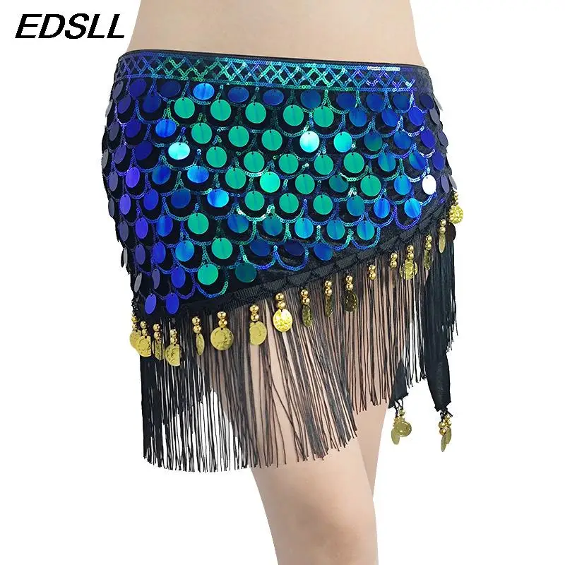 

Hot Sale Pearl Sequins Hip Scarf Fish Scale Fringe Belt Dance Performance Belly Dance Shinny Elegant Belly Dance Training Suit