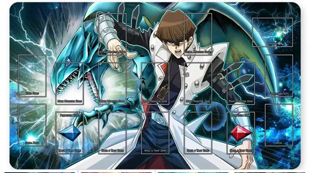 

YuGiOh Playmat Blue-eyes Ultimate Dragon Dark Magician Duel Monsters Playmats, совместимые с OCG TCG + бесплатная сумка - ygo (27)