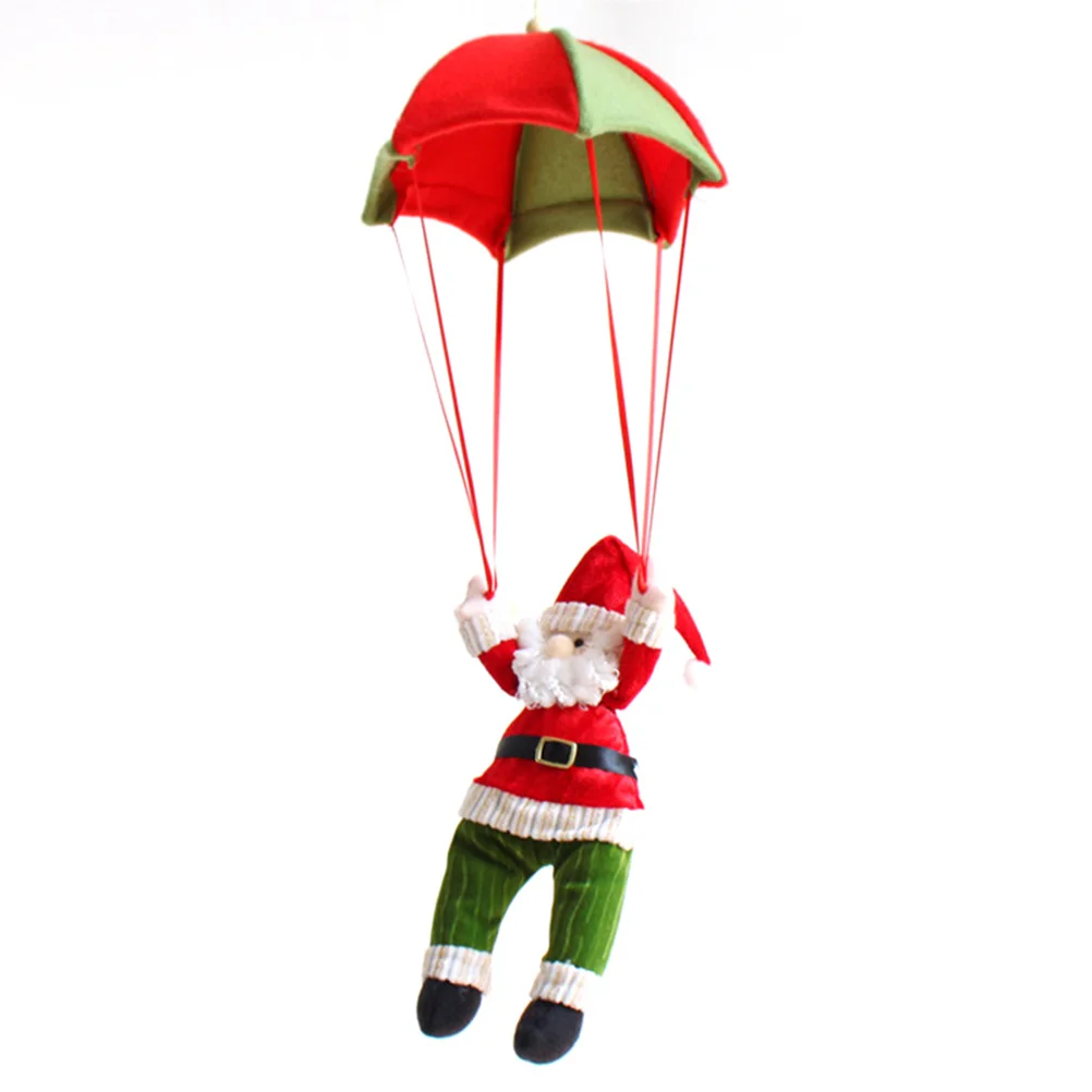 

Xmas Ornament Santa Claus in Parachute Red Green Christmas Tree Hanging Decoration Xmas Party Ornament Gift Parachute