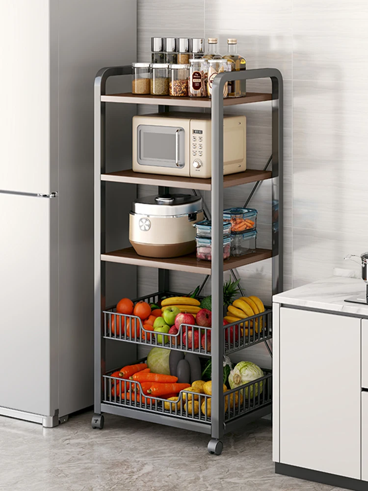 

Modern Simple Multi-layer Kitchen Basket Storage Ra Stand Home Use Microwave Oven Pot Holder Floor-mounted Utili elf