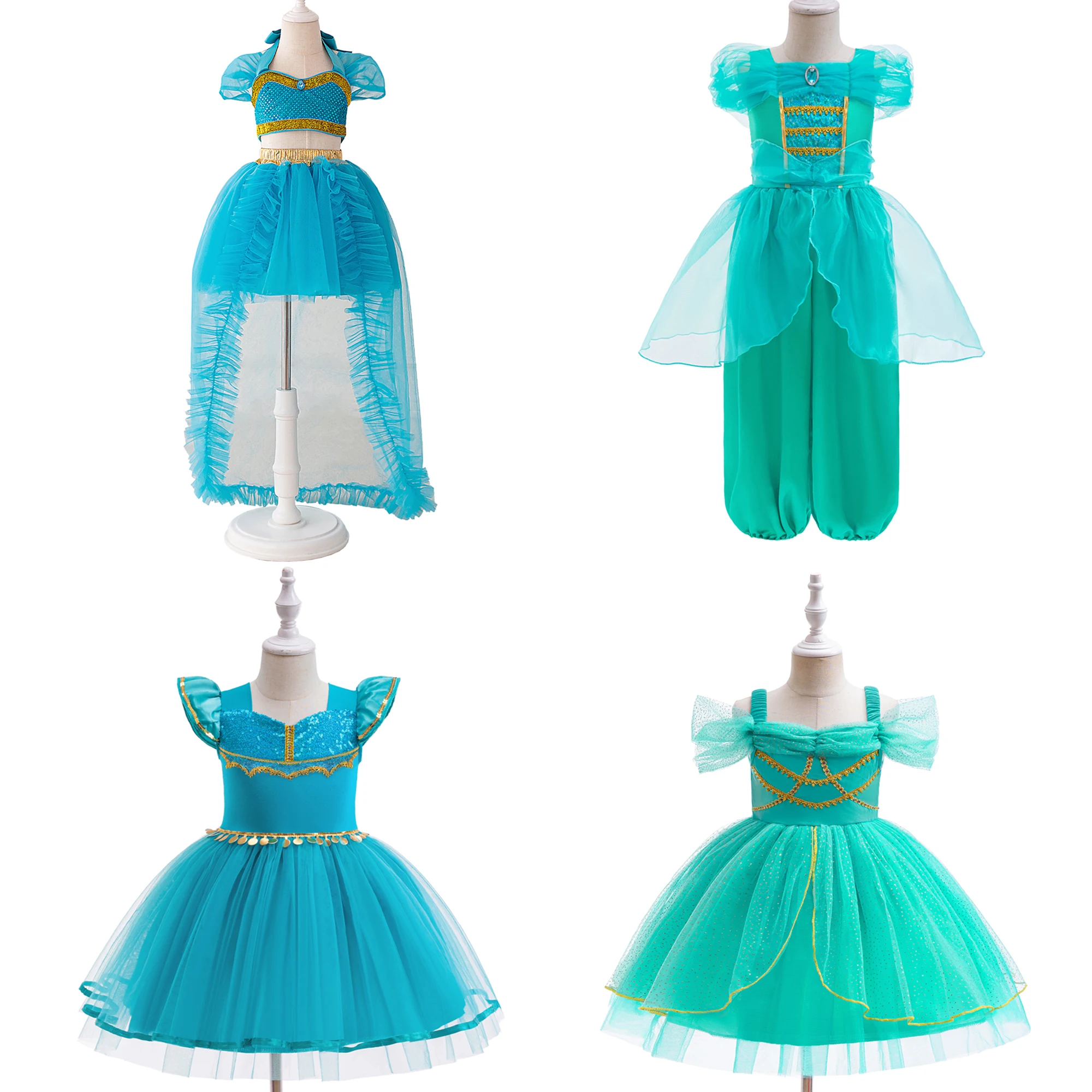 Jasmin Prinzessin Party Mädchen Kleid Karneval Cosplay Weihnachten Halloween Kostüm Elegante Spitze Geburtstag Kleid Hochzeit Kinder Kleidung