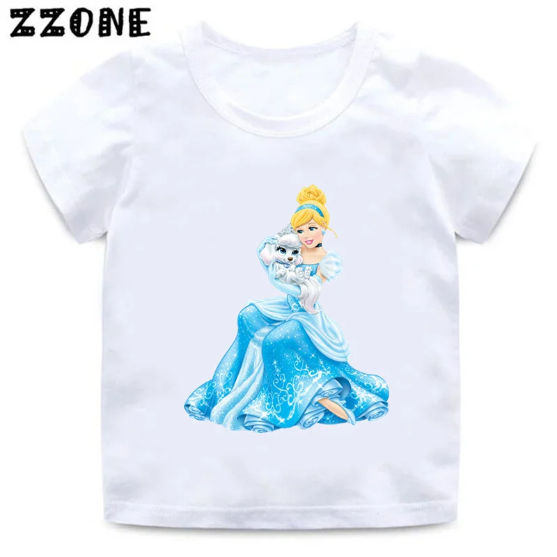 Infantil Cinderela Princess Print T-Shirt, Desenhos Animados, Engraçado, Fofo, Bebê, Meninos, Roupas para meninas, Verão, Tops de crianças, Venda quente, ooo5895