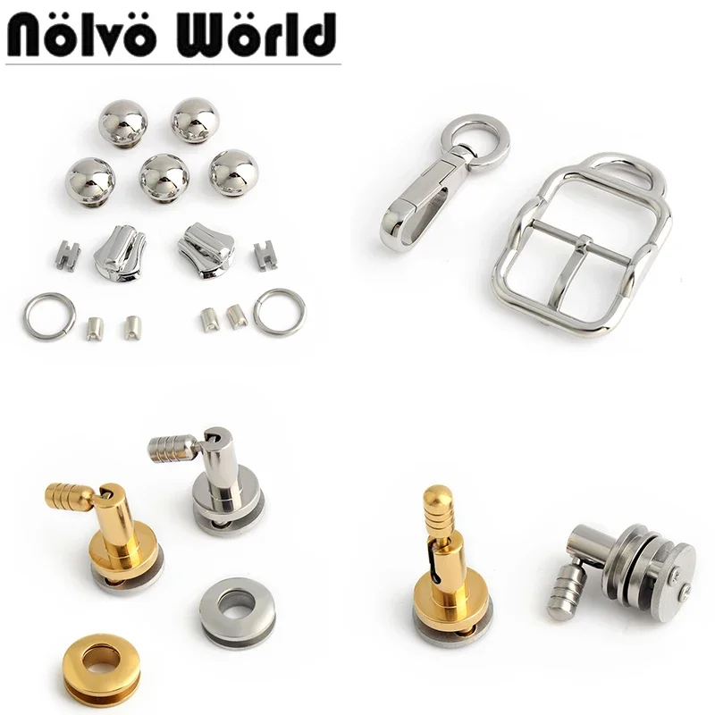2/5/10Sets Stainless Steel Metal Snap Hook Trigger Clasps Clips For Shoulder Strap Bags Key Locks Pin Buckle Rivets Accessories