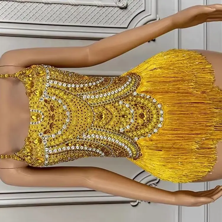 

Fashionable Custom Women'S Clothing High Quality Hot Stamping Tassel Sexy Suspender Elastic Jumpsuit