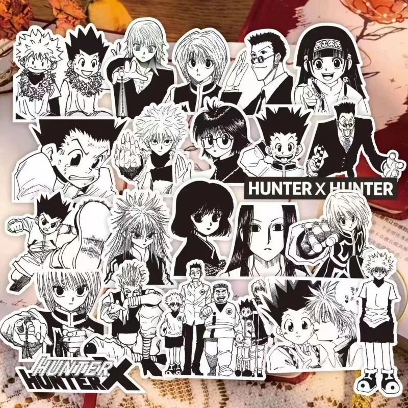 Hunter Hunter Gon Freecss Hisoka Killua Zoldyck dessin animé mignon noir et blanc manga journal décoration autocollants autocollants imperméables