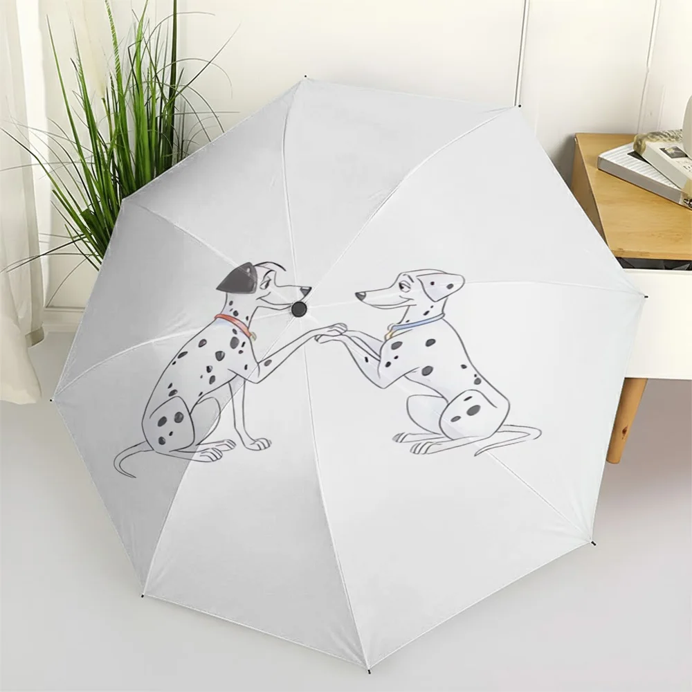 

Disney 101 Dalmatians Pongo & Perdita Romantic Art Print Automatic Folding Umbrella, White Waterproof Windproof Travel Umbrella