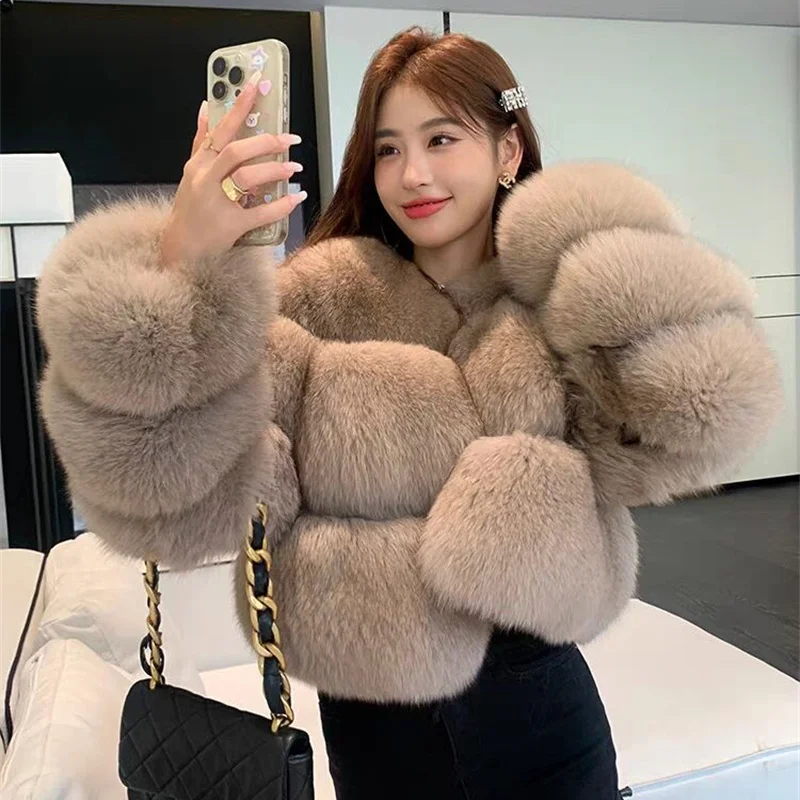 Winter women\'s real fox fur coat warm fox jacket classic fur jacket warm luxury fur jacket sold for 2024 new model