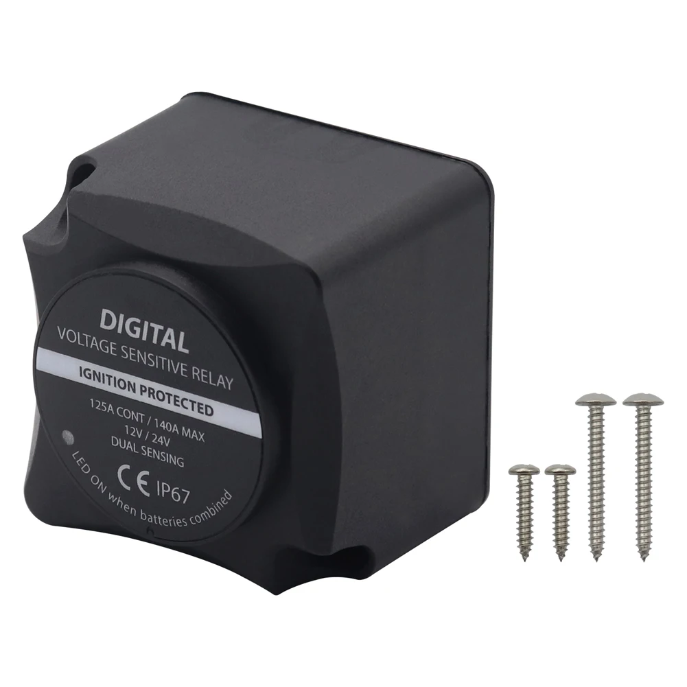 

12V 24V 125A Marine Boat Vessel RV Dual Battery System Digital Voltage Sensitive Relay DVSR Kit for UTV RV