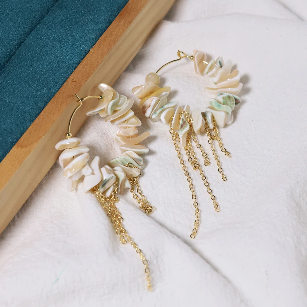 Natural Shell Stream Su Earrings Korean Style Women Luxury Jewelry Fashion Ladies and Girls Gift GE1579