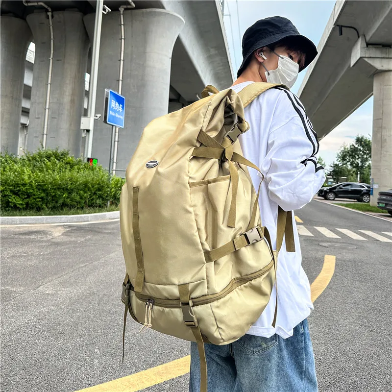 Retro Design Mens Backpack Travel Urban Backpacks Lightweight Nylon Schoolbag Solid Unisex Laptop Rucksack Hiking Sport Bagpack