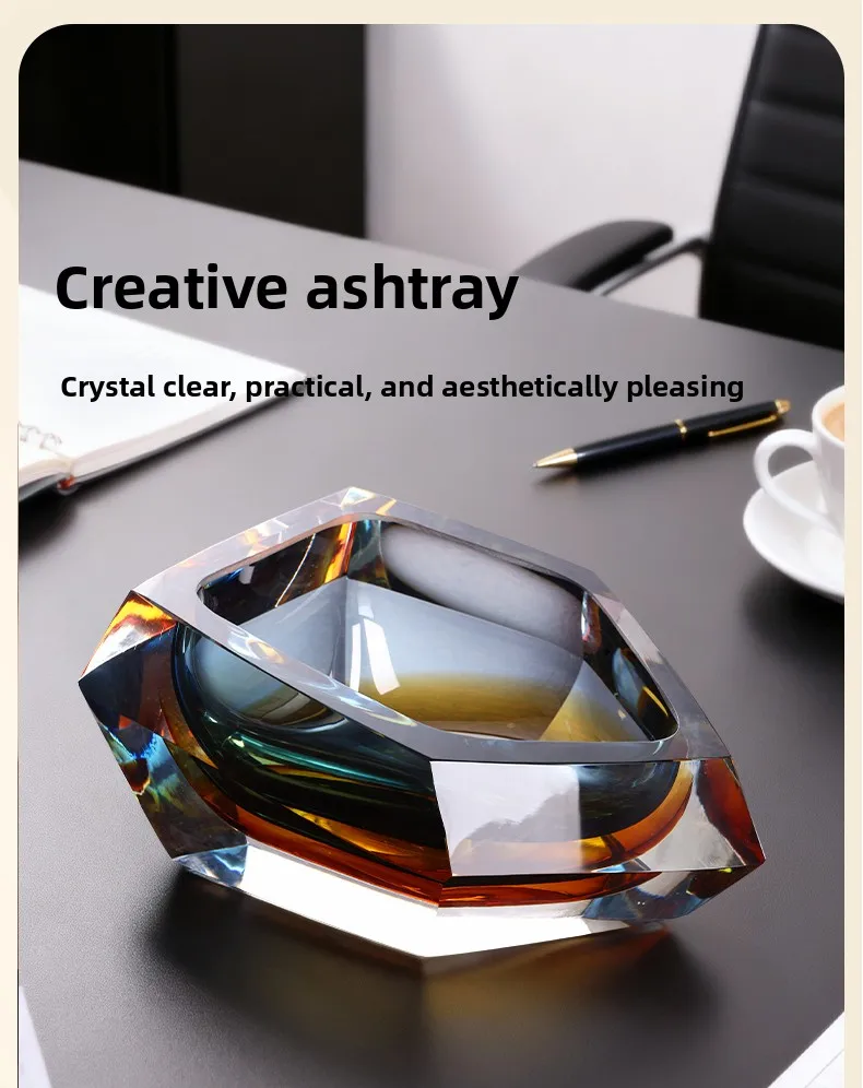 LMM glass ashtray creative high sense light luxury office desktop home living room