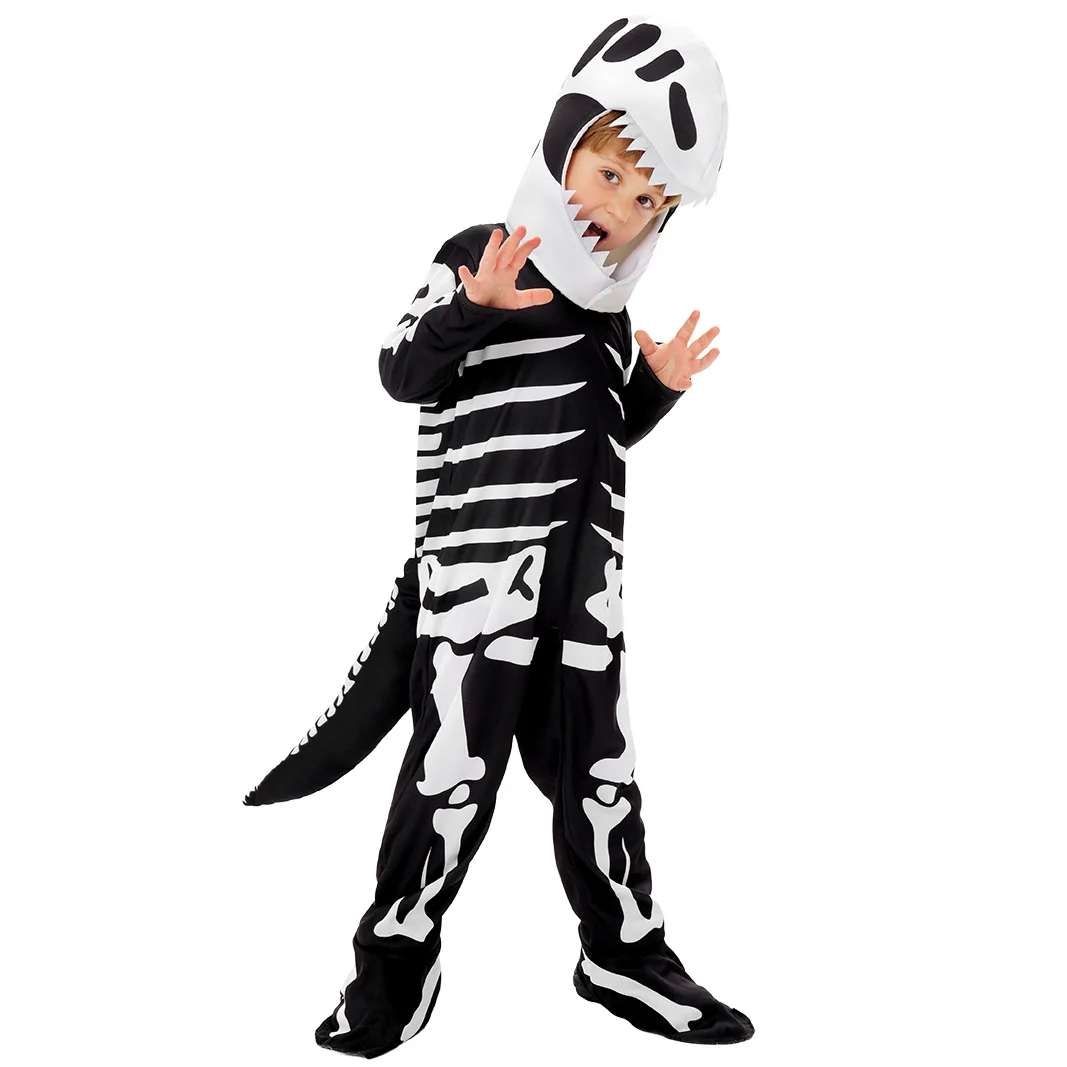

Play costume onesie boys show halloween costume skeleton tyrannosaurus rex kids cosplay costume ghost festival skeleton clothes