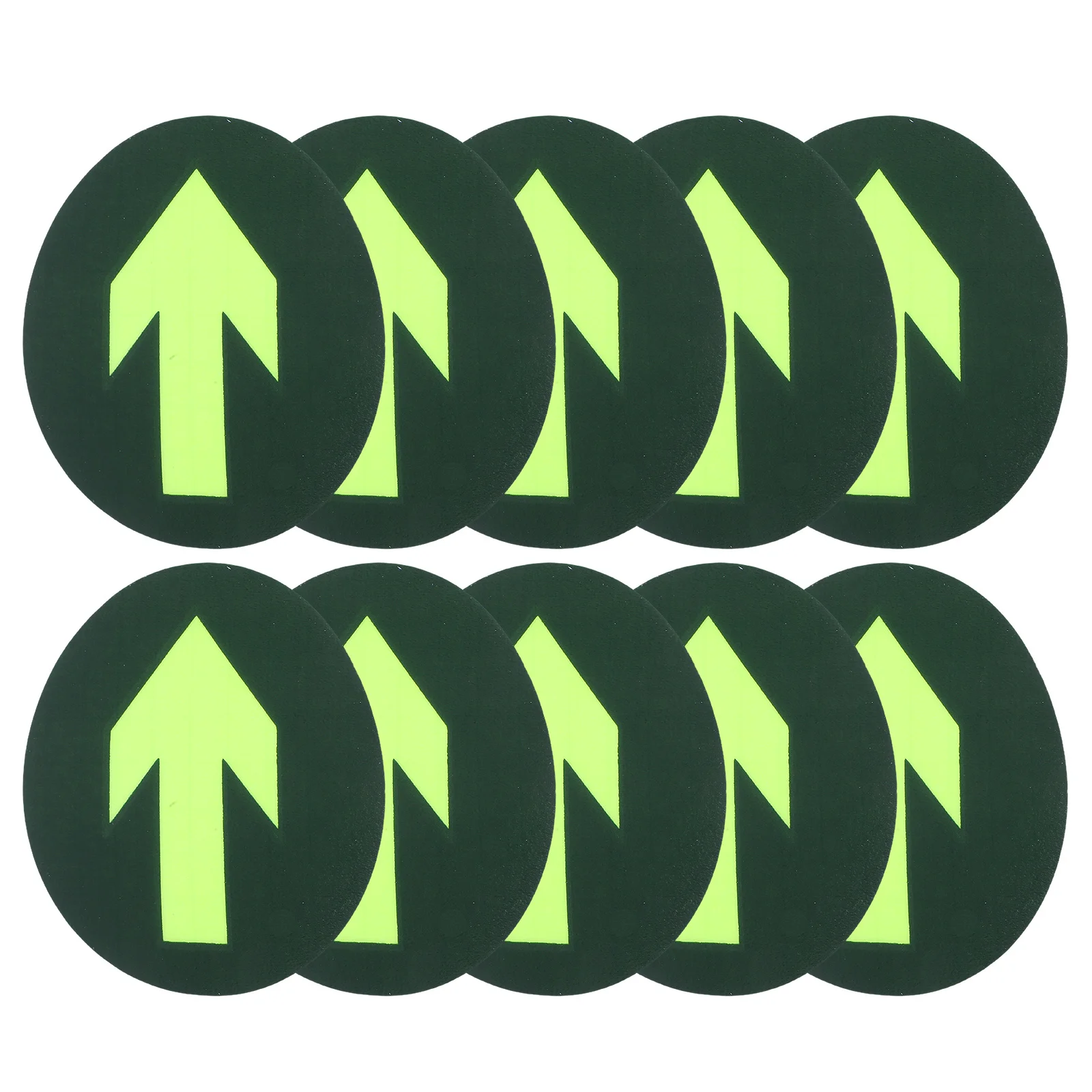 10 قطعة ملصق أرضي آمن للتوهج الليلي ملصق سهم مقاوم للماء لشريط مول سينما علامة خروج لاصق للإخلاء في حالات الطوارئ #1