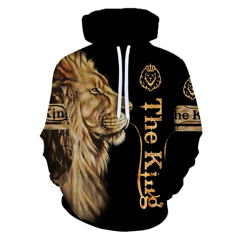 New Men\'s THE KING 3D Lion Print Sweatshirt Casual Fashion Women\'s y2k hoodies Home Street Trend Pullover Plus size sudaderas