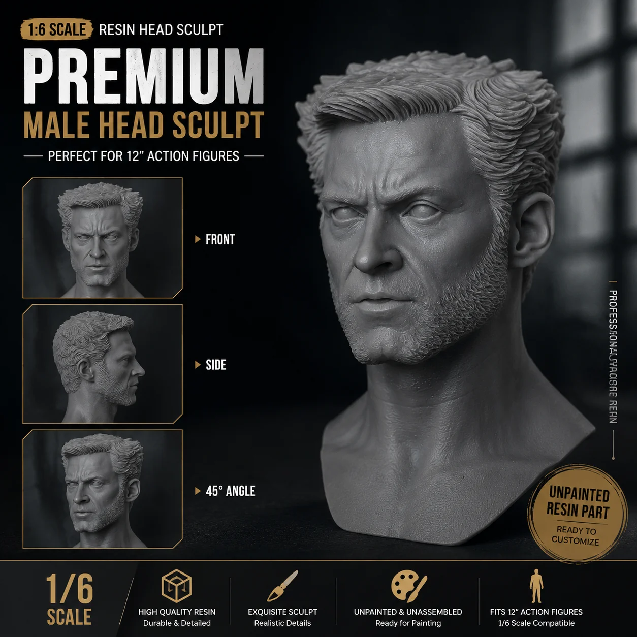 12 Inches, Compatible with 1/6 Resin Model Assembly Kit, Unpainted Model (excluding Connectors)