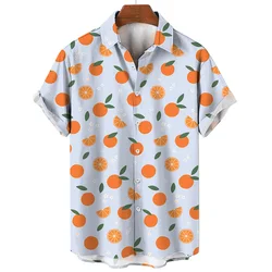 Fashion 3D Print Lemon Orange Fruit Shirt For Men Summer Lapel Short Sleeves Casual Male Clothing Button Shirts Hawaiian Blouse