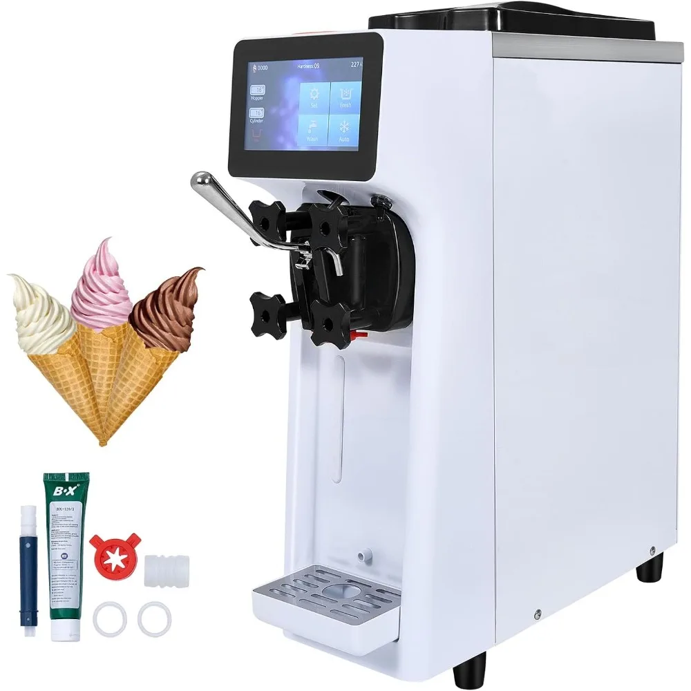 Cream Maker, 10-20L/H Yield, 1000W Countertop Soft Serve Machine with 4.5L Hopper 1.6L Cylinder Touch Screen Puffing