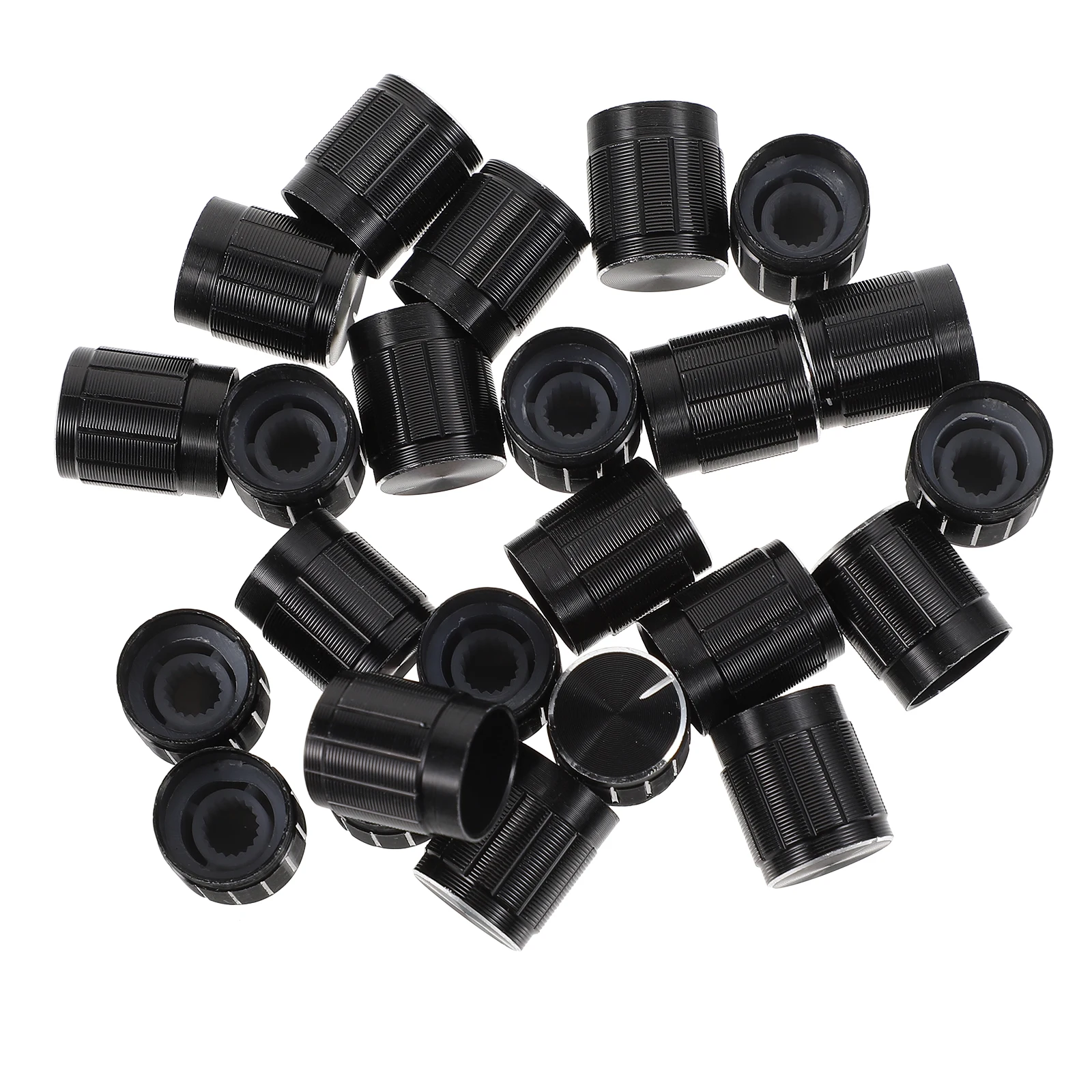 

24PCS Volume Control Knob 15x17MM Black Aluminum Potentiometer Knobs Rotary Button Audio Guitar Lightweight Durable