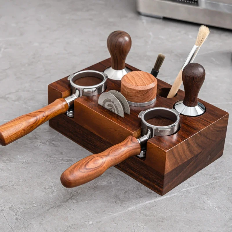 Wooden Stand for Coffee Tamper Mat Coffee Barista Accessories Tamping Station Cafe Tamp Organizer Base Holder Support Wood Bar