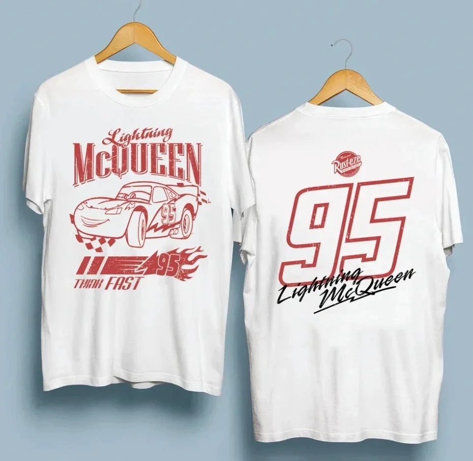 

Anime Car 95 Summer Vintage Lightning McQueen 2-Sided Graphic T-Shirt Graphic T Shirts Mens T Shirts Loose Casual Clothes