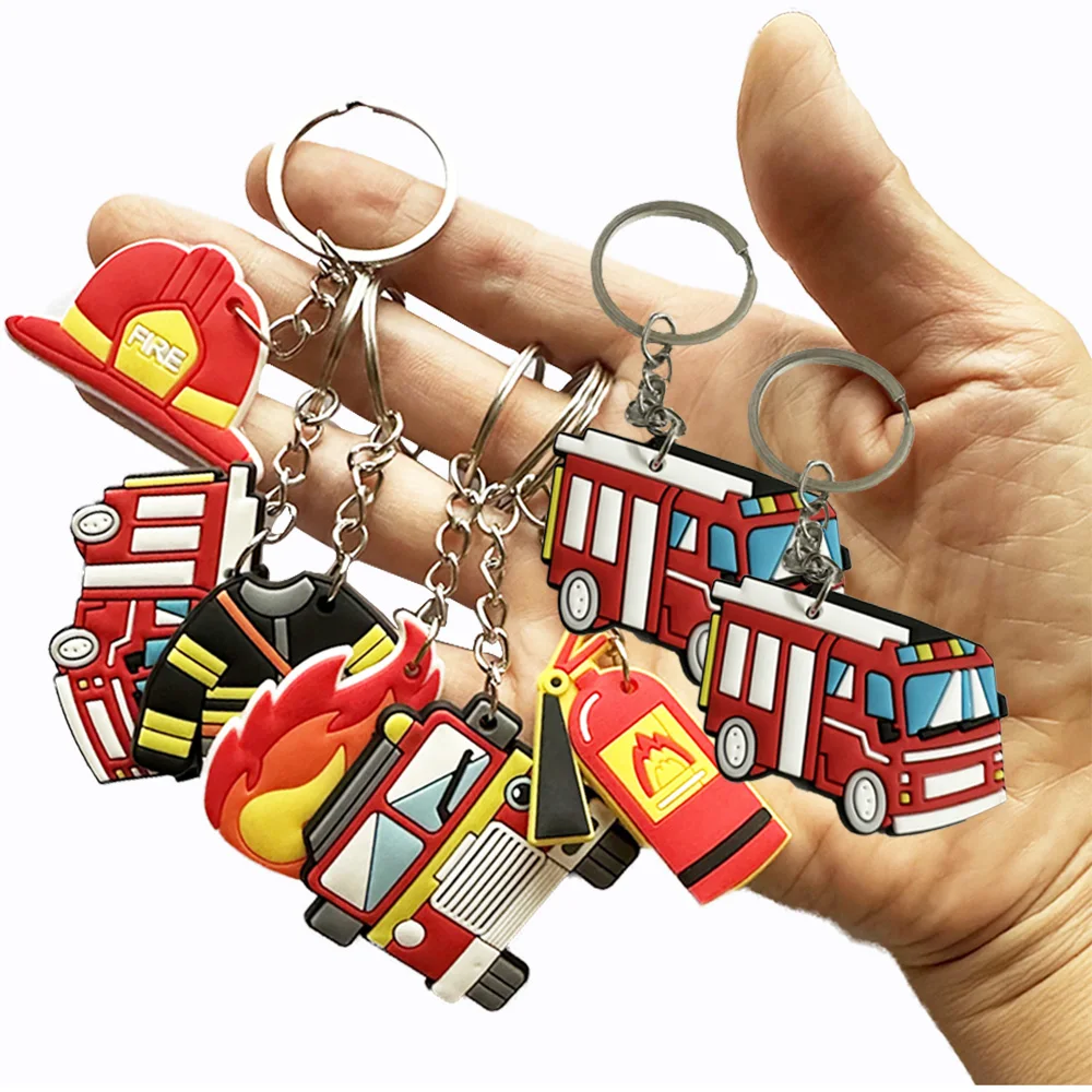 

12Pcs Fire Truck Keychains Fireman Birthday Baby Shower Party Supplies Firefighter Themed Favors Bag Gift Fillers Red