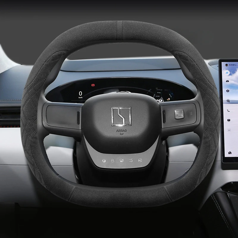 Suede car steering wheel cover suitable for ZEEKR X, ZEEKR 001, ZEEKR 007 ZEEKR 7X,R 009 ZEEKR 007GT, ZEEKR 001 FR Auto Decor